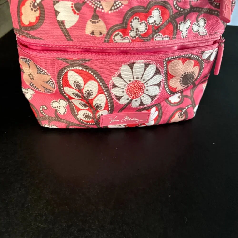 Vera Bradley floral cosmetic bag pink blossom canvas waterproof material - 357 - Picture 4 of 6